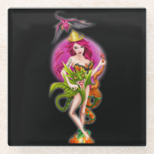 Majestic Dragon Princess Queen Fire Glasuntersetzer