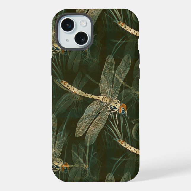 Majestic Dragonfly Pattern iPhone 15 Plus Hülle (Rückseite)