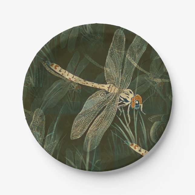 Majestic Dragonfly Pattern  Pappteller (Vorderseite)