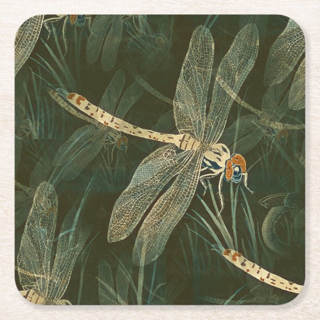 Majestic Dragonfly Pattern Rechteckiger Pappuntersetzer (Vorderseite)