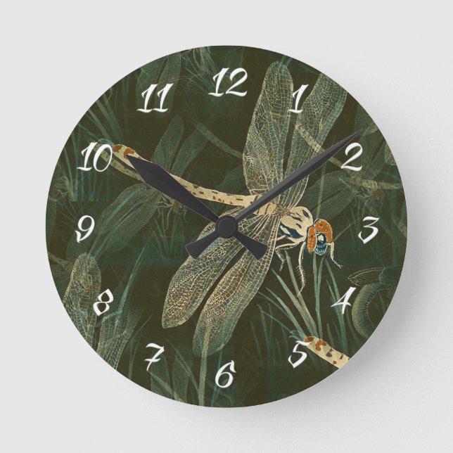Majestic Dragonfly Pattern Runde Wanduhr (Vorderseite)