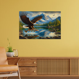 Majestic Eagle Capture a Lake Foreut Poster
