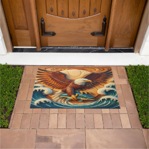 Majestic Eagle Clutching a Fish 36x24 Fußmatte