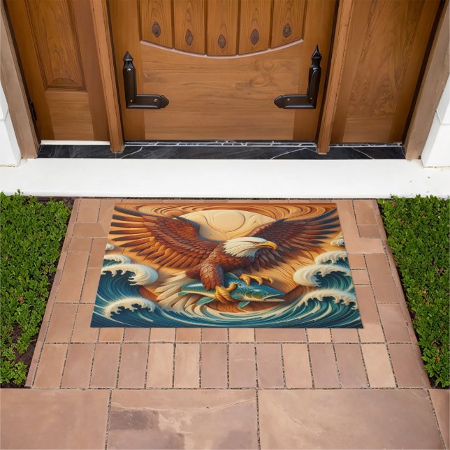 Majestic Eagle Clutching a Fish 36x24 Fußmatte (Außenbereich)
