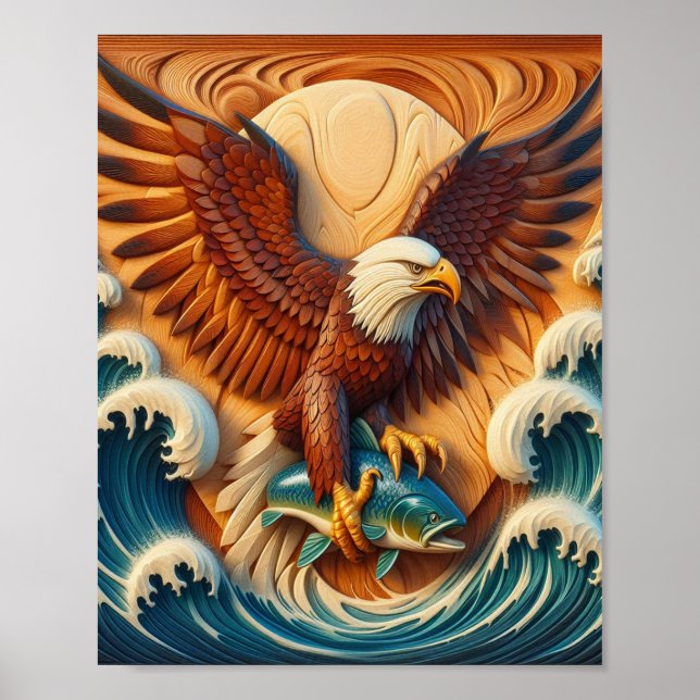 Majestic Eagle Clutching a Fish 8x10 Poster (Vorne)