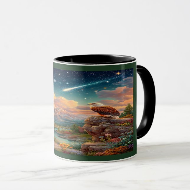 Majestic Eagle Cosmic Sky Mountain Mug (Devant droit)
