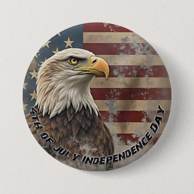 Majestic Eagle & Flag - Geist der Freiheit Button (Vorderseite)