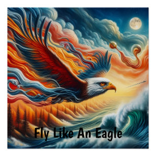 Majestic Eagle Fliegt wie eine fantasievolle Fanta Poster
