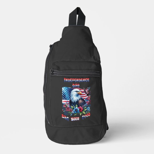 Majestic Eagle Flying Independence Day Crossbody Bag (Vorderseite)
