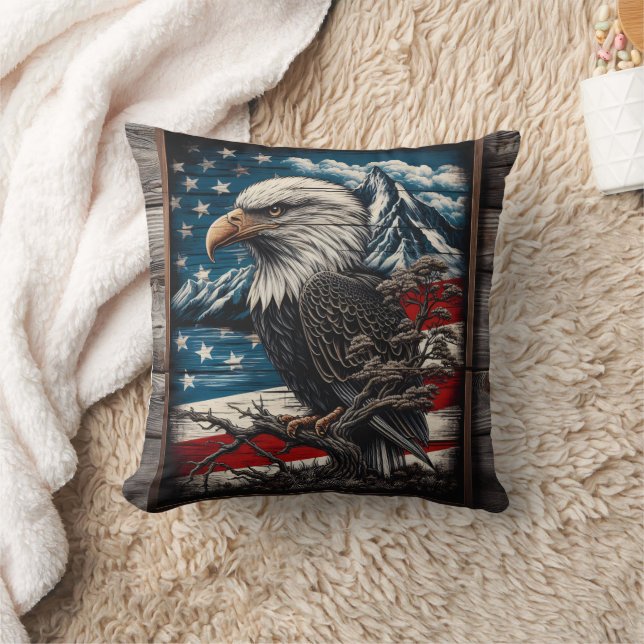 Majestic Eagle gegen den Hintergrund amerikanische Kissen (Decke)