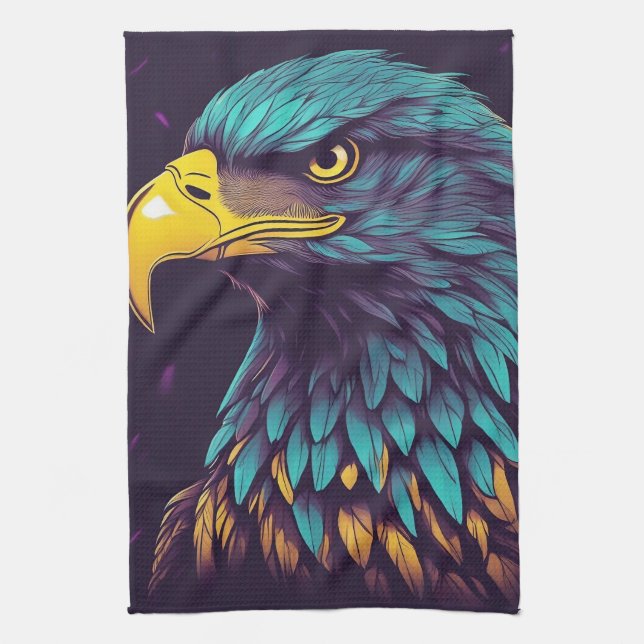 Majestic Eagle in lebhaften Farben Geschirrtuch (Vertikal)
