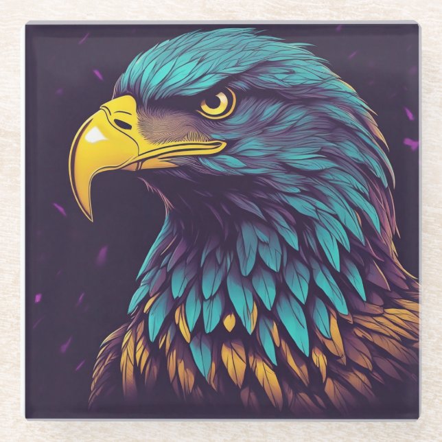 Majestic Eagle in lebhaften Farben Glasuntersetzer (Vorderseite)
