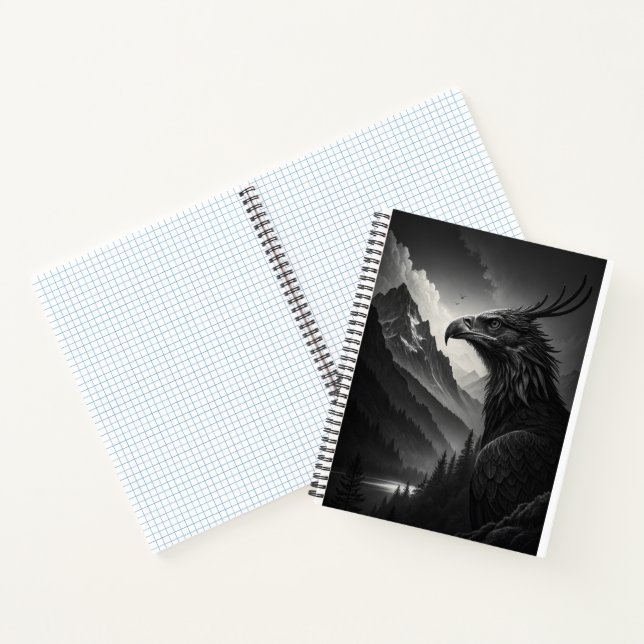 Majestic Eagle in Monochrome Mountain Landscape Notizbuch (Innenseite)