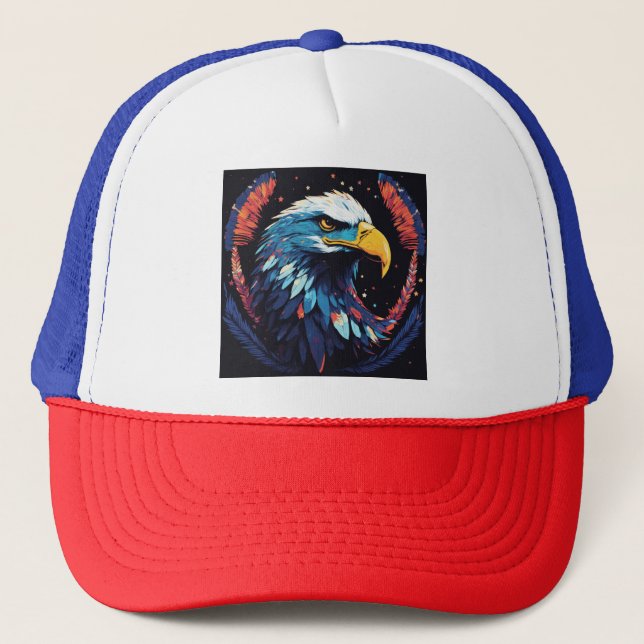 Majestic Eagle Logo auf weißem Hintergrund Truckerkappe (Vorderseite)