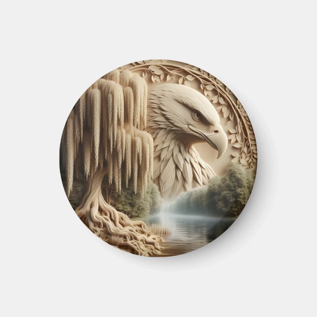 Majestic Eagle mit Blick auf Serene Lake Magnet (Vorne)