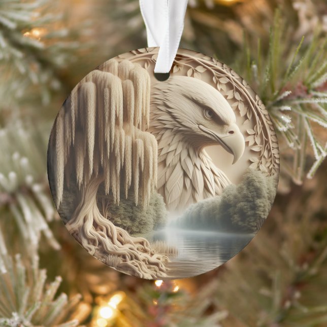 Majestic Eagle mit Blick auf Serene Lake Ornament (Baum)
