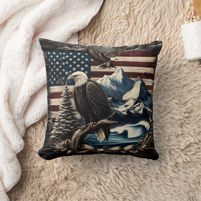 Majestic Eagle Over American Landscape The Dusk Kissen (Decke)