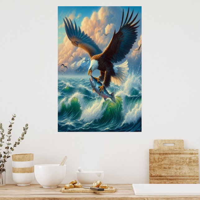 Majestic Eagle schlängelt sich hinunter zum Fang Poster (Küche)