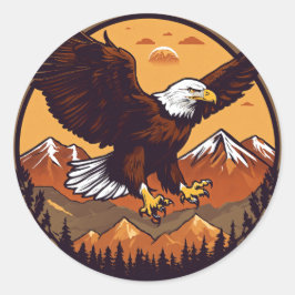 Majestic Eagle Sunset Flight Runder Aufkleber