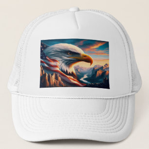 Majestic Eagle verschmolzen mit amerikanischer Fla Truckerkappe