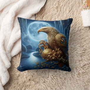 Majestic Eagle vom Fluss Moonlit Kissen