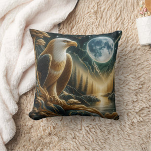 Majestic Eagle vom Fluss Moonlit Kissen
