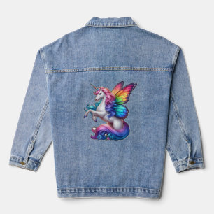 Majestic Einhorn mit Regenbogenflügel Jeansjacke
