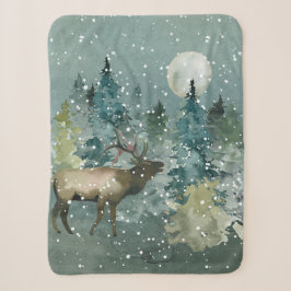 Majestic Elch in Forest Full Moon Snowfall Sherpadecke