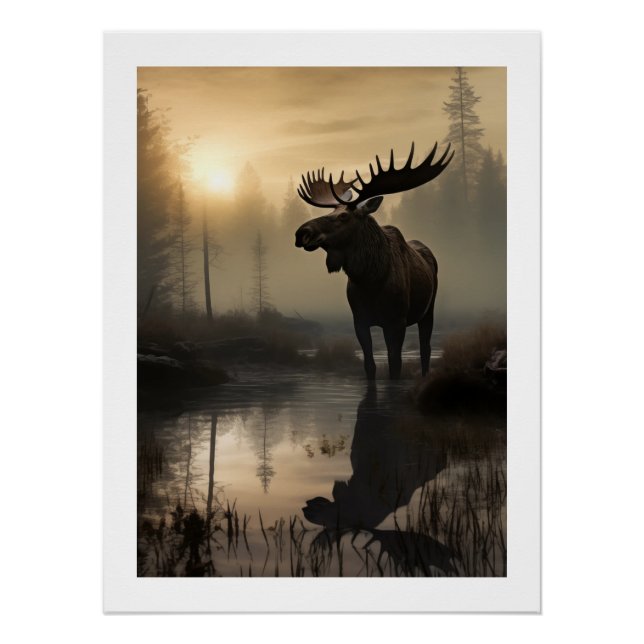 Majestic Elche in Morgengrauen's Golden Glow Poste Poster (Vorderseite)