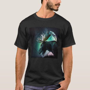 Majestic Elche Moonlight Nord-Licht-Skandinavien T-Shirt