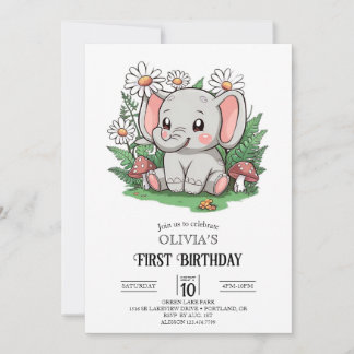 Majestic Elephant 1. Geburtstag digital Einladung