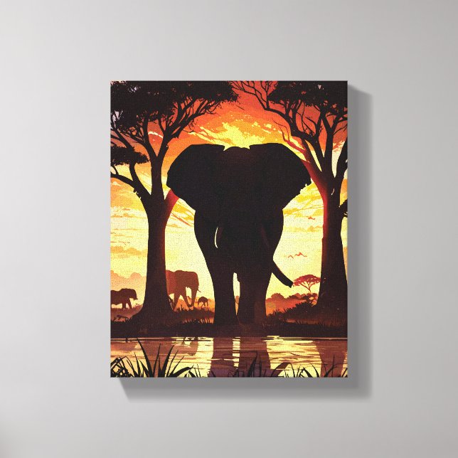 Majestic Elephant at Sunset in the African Savanna Leinwanddruck (Vorderseite)