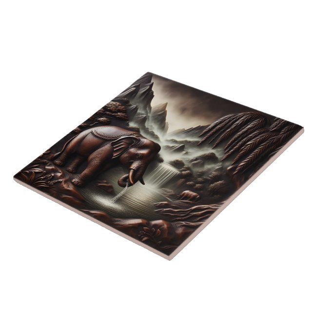 Majestic Elephant Drinks von Serene Waterfall Fliese (Seite)