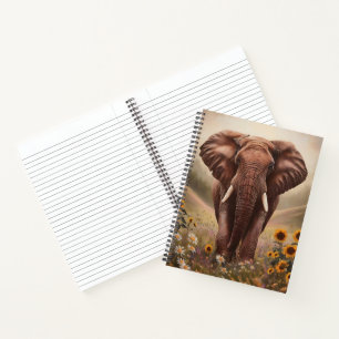 Majestic Elephant im Feld Wildblume Notizbuch