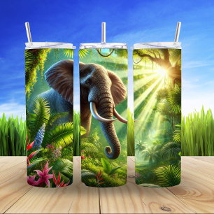 Majestic Elephant in Sunlit Dschungel Thermosbecher