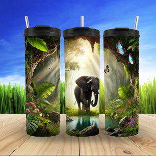 Majestic Elephant in tropischer Wildnis Thermosbecher