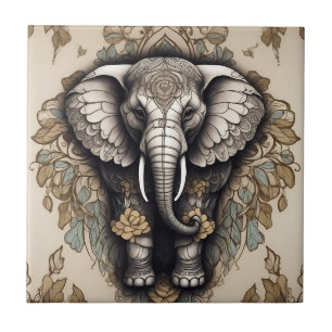 Majestic Elephant Mandala Fliese
