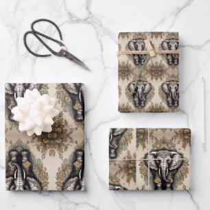 Majestic Elephant Mandala Geschenkpapier Set