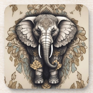 Majestic Elephant Mandala Getränkeuntersetzer