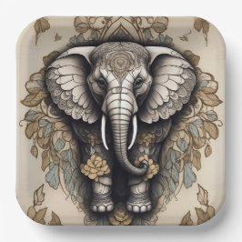 Majestic Elephant Mandala Pappteller