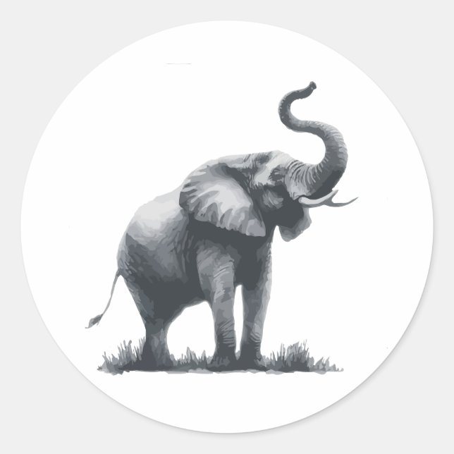 Majestic Elephant mit Raised Trunk Runder Aufkleber (Vorderseite)