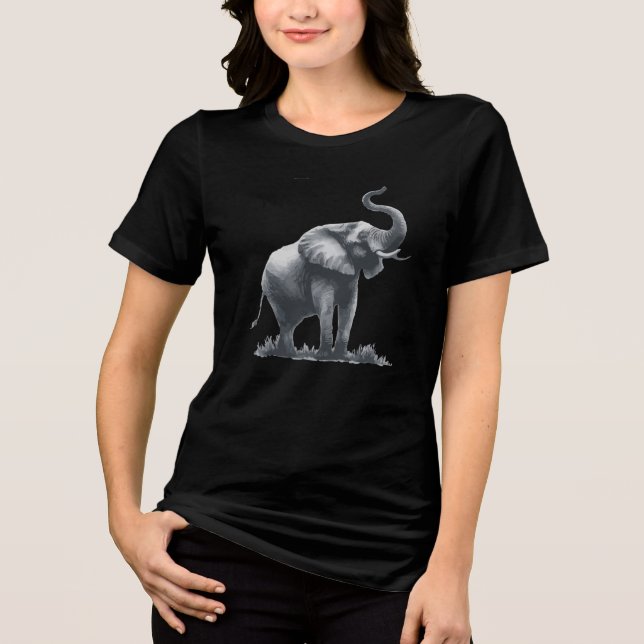 Majestic Elephant mit Raised Trunk Tri-Blend Shirt (Vorderseite)