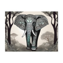 Majestic Elephant mit Verzierten Stammesmustern