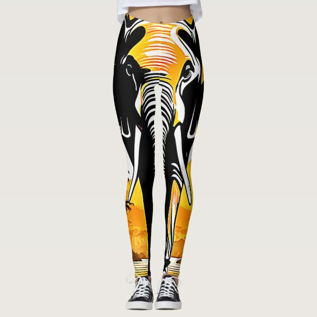 Majestic Elephant Sunset Leggings (Vorderseite)