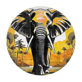 Majestic Elephant Sunset Schneidebrett