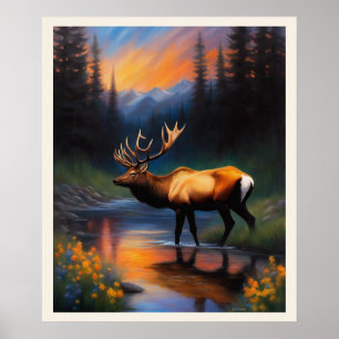 Majestic Elk in Rocky Mountains Natur Szene Poster