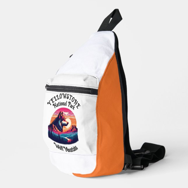 Majestic Emblem des Yellowstone Nationalparks Crossbody Bag (Rechte Ecke)