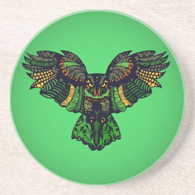 Majestic Emerald Owl Getränkeuntersetzer (Vorne)