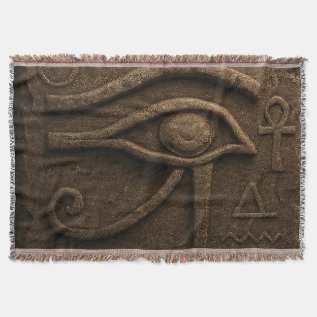 Majestic Eye of Horus Pharaonic Throw Blanket Decke (Vorderseite)