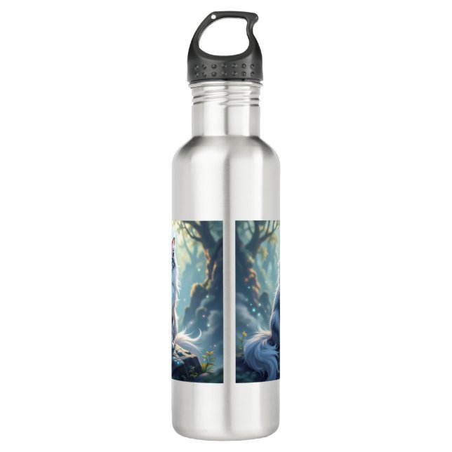 **Majestic Fantasy Cat with Mystical Aura – High F Edelstahlflasche (Vorderseite)